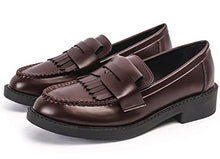 Load image into Gallery viewer, DADAWEN Women's Slip-On Tassel Round Toe Platform Casual Oxfords Dress Shoes Brown US Size 7