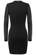 Load image into Gallery viewer, Meaneor Women's Black Bodycon Dresses Long Sleeve Sequin Party Cocktail Dress Black S