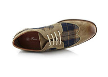 Load image into Gallery viewer, Ferro Aldo Phillip MFA19312 Mens Classic Brogue Wingtip Perforated Oxford Derby Dress Shoes (5.5, Brown Plaid, 5.5)