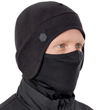Load image into Gallery viewer, Helmet Liner Beanie with Mask - Cycling, Running, Motorcycle & Construction Fleece Winter Hat Skull Cap. Thermal Headwear Ear Warmer. Cold Weather Gear for Hard Hats & Football, Ski, Snowboard Helmets