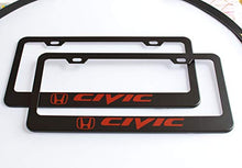 Load image into Gallery viewer, 2 Pack Car License Plate Frame for Honda Civic, Stainless Steel Auto Plate Frames Frames to Protect Plates,with Screw Caps Cover Set Suit,Applicable to US Standard car License Frame