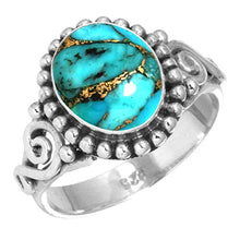 Load image into Gallery viewer, Jeweloporium 925 Sterling Silver Copper Blue Turquoise Handmade Ring Size 10.5