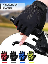 Load image into Gallery viewer, 2 Pairs Mens Cycling Gloves Mountain Bike Gloves Half Finger Breathable Motorcycle Road Bicycle Gloves Shock-Absorbing Non-Slip Sports Gloves for Men Women Unisex (Black and Red, Large)