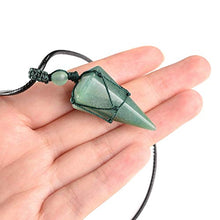 Load image into Gallery viewer, JOVIVI Natural Green Aventurine Necklace Hexagonal Pointed Cone Healing Crystals Stone Reiki Gemstone Chakra Pendant Necklace with Adjustable Rope