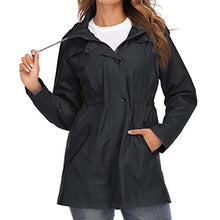 Load image into Gallery viewer, Simayixx Women's Long Jacket Warm Waterproof Windbreaker Hooded Jackets Raincoat Activewear Outdoor Trench Coat Black