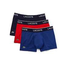Load image into Gallery viewer, Lacoste mens Casual Classic 3 Pack Cotton Stretch Trunks, Navy Blue/Red/Methylene, Large US