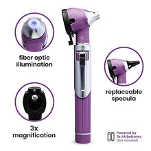 Load image into Gallery viewer, Zyrev ZetaLife Otoscope with Light, Set of Ear Infection Detector with 10 Disposable Ear Otoscope Tips Plus Another 1 Pack of 50 Disposable Specula Tips, Purple