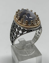 Load image into Gallery viewer, KAR Rare Find 925K Sterling Silver Yemeni Agate(Aqeeq) Men's Ring P5D (10)