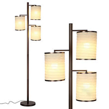 Load image into Gallery viewer, Brightech Liam - Asian Lantern Shade Tree LED Floor Lamp - Tall Free Standing Pole with 3 LED Light Bulbs - Contemporary Bright Reading Lamp for Living Room, Office - Bronze