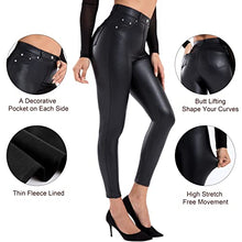 Load image into Gallery viewer, Tagoo Faux Leather Leggings for Women High Waisted Pleather Pants Black Stretch Tights with Pockets
