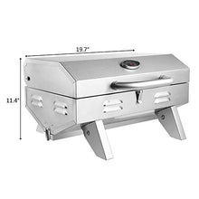 Load image into Gallery viewer, ROVSUN Portable Propane Gas Grill 12,000BTU, Tabletop Outdoor Cooking Grill for Picnic Camping Tailgating Patio Garden BBQ, Stainless Steel
