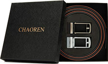 Load image into Gallery viewer, Click Belts for Men Comfort 2 Packs 1 1/4", CHAOREN Ratchet Dress Belt with Adjustable Slide Buckle, Trim to Fit in Gift Set