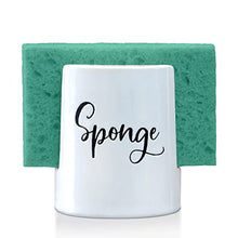 Load image into Gallery viewer, Home Acre Designs Sponge Holder for Kitchen Sink - Ceramic Porcelain Cup for Sponges - Rustic Farmhouse Decor - White