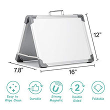 Load image into Gallery viewer, Magnetic Dry Erase White Board 16 inches x 12inches, Foldable Double Sided Portable Whiteboard, Includes Magnets & Eraser, 4 Magnetic Dry Erase Pens, Multicolored