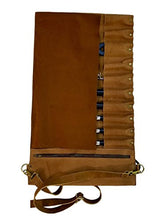 Load image into Gallery viewer, luvsecretlingerie Lightweight Premium Leather Chef Knife Bag/Chef Knife Roll 10 Pockets Tan Leather