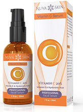 Load image into Gallery viewer, Nuva Skin Vitamin C Serum for Face and Eyes w/Hyaluronic Acid & Liquid Vitamin E - Natural Anti Aging, Anti Wrinkle Facial Treatment – Antioxidant Moisturizer for Acne, Scars & Even Skin Tone