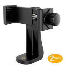 Load image into Gallery viewer, Universal Phone Tripod Mount (2 Pack) 1/4" Screw Adapter Cell Phone Holder with Adjustable Clamp Compatible with iPhone, Samsung, and All Phones, Camcorder,Selfie Monopod and More.