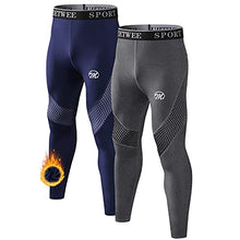 Load image into Gallery viewer, MEETWEE Thermal Pants for Men, Winter Base Layer Long Johns Compression Tights Wintergear Cold Weather for Heat Retention (Grey+Blue, Large)