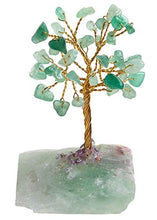 Load image into Gallery viewer, JIC Gem Green Aventurine Healing Crystal Gemstone Tree Wire Wrapped On Natural Green Fluorite Base Home Office Decor Tree Figurine