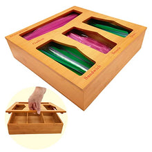Load image into Gallery viewer, ECOGREDA Bamboo Ziplock Bag Storage Organizer for Kitchen Drawer,Openable Top Lids Food Storage Bag Holders and Dispenser Compatible with Ziploc, Glad, Gallon, Quart, Sandwich & Snack Bags