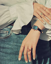 Load image into Gallery viewer, Lola Rose Women's Malachite Textured Watch with Black Leather Strap