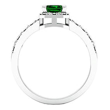 Load image into Gallery viewer, Dazzlingrock Collection Sterling Silver 7X5 MM Emerald Cut Lab Created Emerald & Diamond Ladies Engagement Ring, Size 8