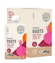 Load image into Gallery viewer, Serenity Kids Baby Food, Organic Sweet Potato, Carrot and Beet with Olive Oil, For 6+ Months, 3.5 Ounce Pouch (12 Pack)