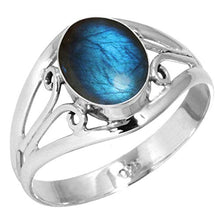 Load image into Gallery viewer, 925 Sterling Silver Ring Natural Labradorite Handmade Jewelry Size 9.5