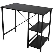 Load image into Gallery viewer, SUPER DEAL Computer Writing Desk Wood and Metal Study Desk with Shelves, PC Laptop Home Office Study Table,36 inches(Black)