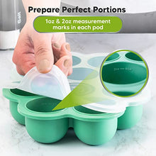 Load image into Gallery viewer, Silicone Baby Food Freezer Tray with Clip-on Lid - Breast Milk Trays for Freezer - Baby Food Containers - Baby Food Trays for Freezing, Dishwasher, Microwave, BPA-Free Baby Food Storage (Alpine Green)