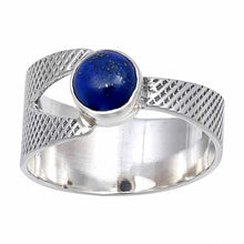 Load image into Gallery viewer, JewelForce Lapia Lazuli Gemstone Band Ring Men & Women Band Ring All Size Band Ring 925 Sterling Silver Band Ring Gift Item Handmade Jewelry JSR-116J_US11