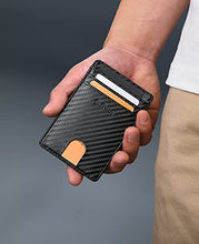 Load image into Gallery viewer, Buffway Mens Slim Wallet, Minimalist Thin Front Pocket Leather Credit Card Holder with RFID Blocking for Work Travel - Atlanta Black