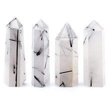 Load image into Gallery viewer, CrystalTears Set of 3 Natural Quartz Rutilated Labradorite Clear Crystal Self Standing Healing Crystal Point Faceted Prism Wand Reiki Balancing