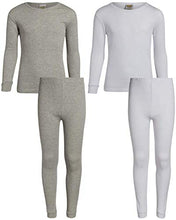 Load image into Gallery viewer, Sweet & Sassy Girl's 2-Pack Thermal Warm Underwear Top and Pant Set-Grey/White-6x