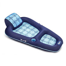 Load image into Gallery viewer, Aqua Luxury Water Lounge, X-Large, Inflatable Pool Float with Headrest, Backrest & Footrest, Navy/Light Blue