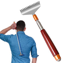 Load image into Gallery viewer, Back Scratcher Long Oversize, Azymi Telescoping Back Scratcher for Men Adults Extendable with Wood Handle Massage Roller, 304 Stainless Steel Extra Wide Claw Sturdy Manual Back Scratcher Back Massager