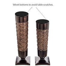 Load image into Gallery viewer, Dublin Decorative Candle Holder Set of 2 - Home Decor Pillar Candle Stand, Coffee Table Mantle Decor Centerpieces for Fireplace, Living or Dining Room Table, Gift Boxed (Coffee Brown)