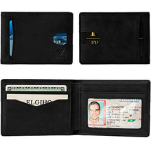 Load image into Gallery viewer, YBONNE RFID Blocking Slim Bifold Wallets for Men, Made of Finest Genuine Leather (Black)