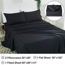 Load image into Gallery viewer, AKK Ultra Soft Brushed Microfiber Sheet Set 14" Deep Pocket, Queen 4 Piece Hypoallergenic Sheets Black, Wrinkle Free Durable