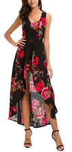 Load image into Gallery viewer, Kormei Womens Sleeveless Scoop Neck Floral Rayon Party Split Maxi Romper Dress M Leaf
