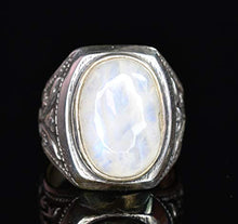 Load image into Gallery viewer, Sterling Silver Men Ring,Natural Rainbow Moonstone Gemstone, Free Express Shipping
