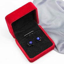 Load image into Gallery viewer, Luna Azure Natural Lapis Lazuli and 925 sterling silver handmade unique round Spherical Ball Stud Earrings push back women girls mothers present jewelry