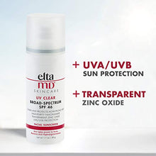 Load image into Gallery viewer, EltaMD UV Clear Facial Sunscreen Broad-Spectrum SPF 46 for Sensitive or Acne-Prone Skin, Oil-Free, Dermatologist-Recommended Mineral-Based Zinc Oxide Formula, 1.7 oz