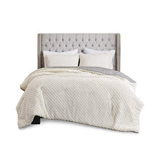 Load image into Gallery viewer, Madison Park Adler Reversible Comforter Sherpa to Faux Mink Quilted Design Modern All Season Down Alternative Bed Set with Matching Shams, King(104"x90"), Ivory/Grey 3 Piece