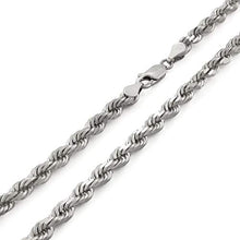 Load image into Gallery viewer, Men's 14k White Gold Solid 5mm Diamond Cut Rope Chain Pendant Necklace, 20"- 30"