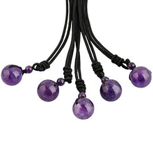 Load image into Gallery viewer, TUMBEELLUWA Amethyst Stone Bead Pendant Necklace Amulet Reiki Healing Crystal with Nylon Cord Handmade Jewelry for Women