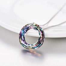 Load image into Gallery viewer, Christmas Birthday Jewelry Gift for Her, Circle Crystal Pendant Necklace for Women with Swaovski Element 925 Simple Dainty Sterling Silver Necklace(Dia 0.78'' Circle Purple)