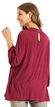 Load image into Gallery viewer, SONJA BETRO Knit Lace Yoke Mockneck Cap Sleeve Tunic Top Small Burgundy