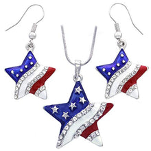 Load image into Gallery viewer, Soulbreezecollection USA American Flag Stars Patriotic 4th of July Independence Day Pendant Necklace & Dangle Earrings Set
