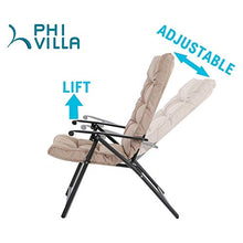 Load image into Gallery viewer, PHI VILLA Patio 3 PC Padded Folding Chair Set Adjustable Reclining 2 Position, Beige